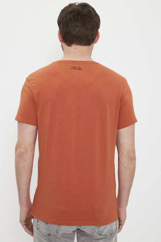 T-shirt orange imprimé