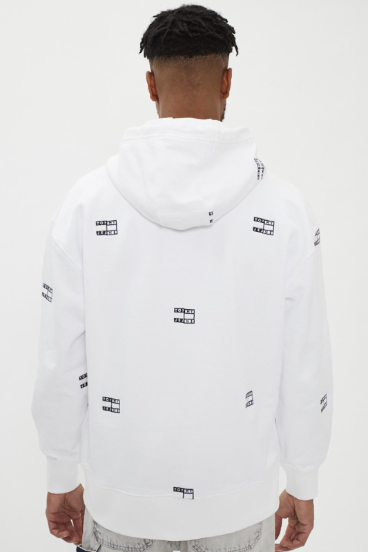 Sweat blanc à capuche