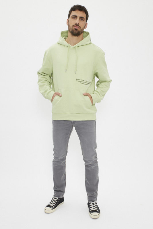 Sweat vert à capuche