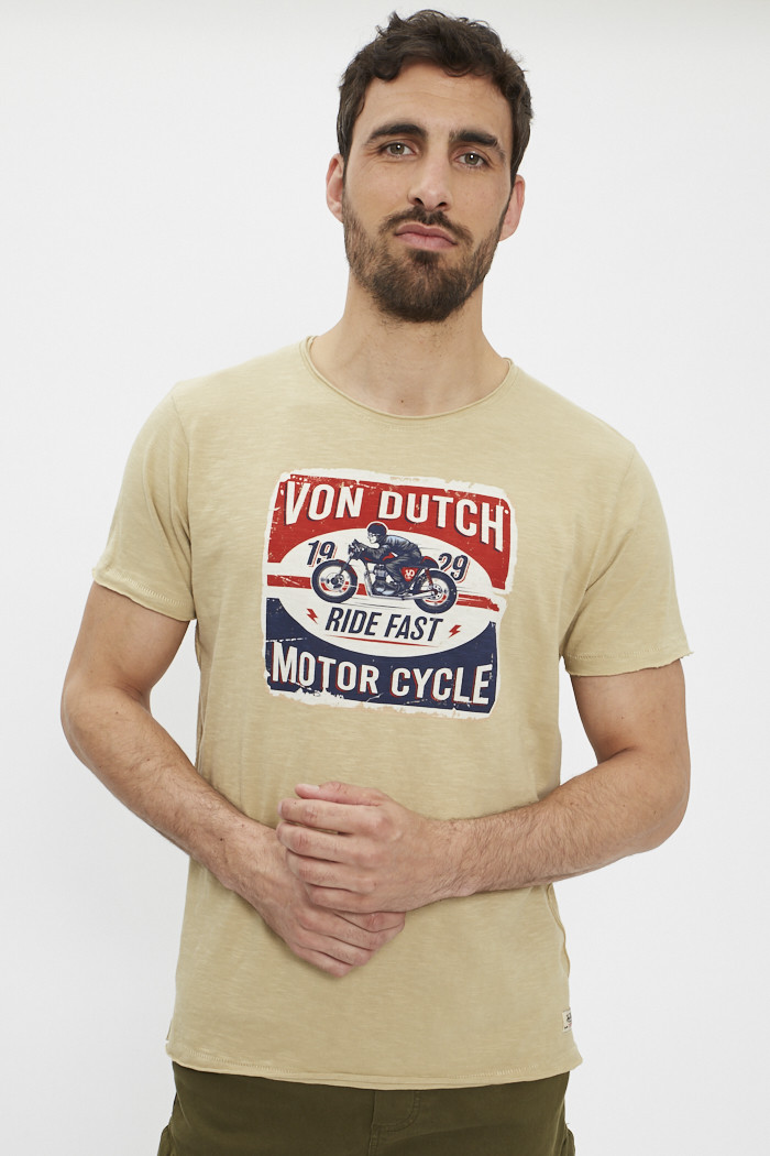 Von Dutch TVCRON - T-shirt imprimé - beige 