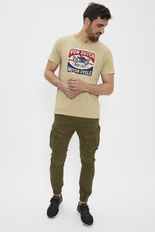 T-shirt beige imprimé