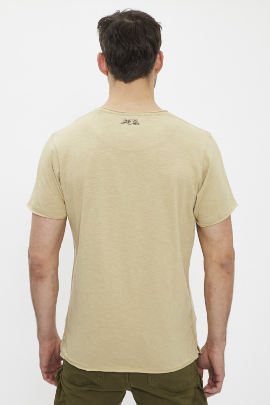 T-shirt beige imprimé