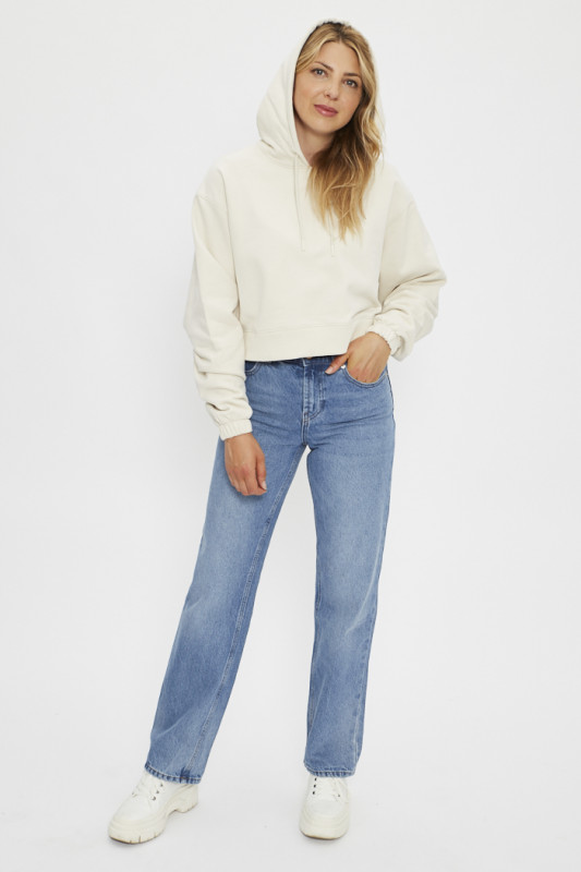 Sweat à capuche beige