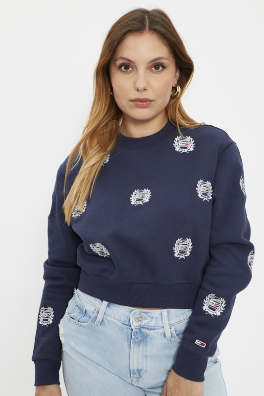 Sweat cropped bleu marine