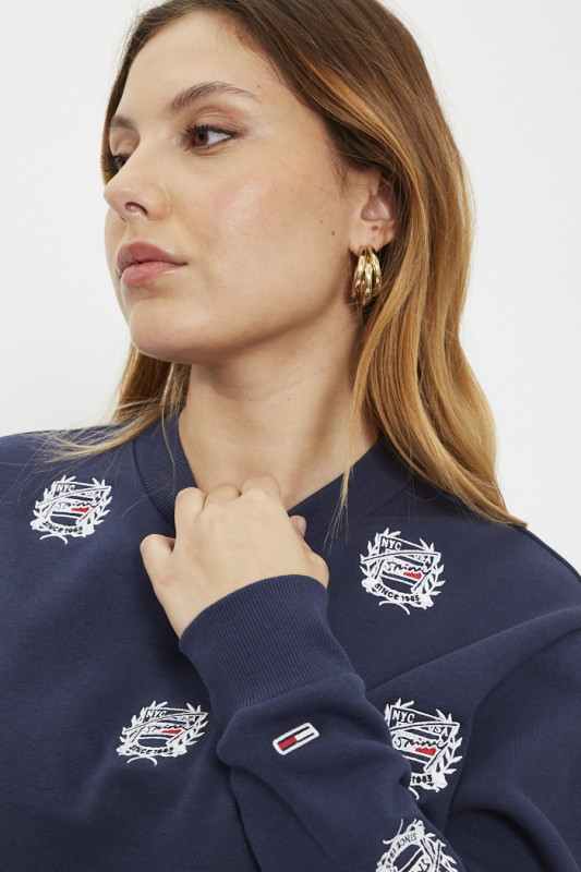 Sweat cropped bleu marine