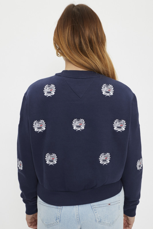 Sweat cropped bleu marine