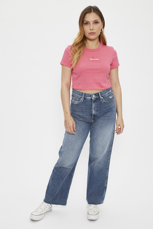 T-shirt pour femme rose cropped