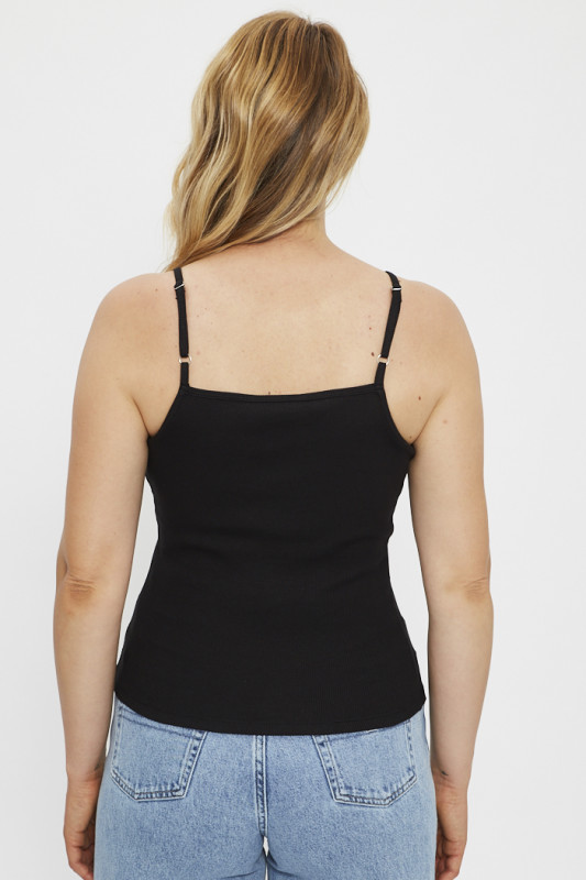 Débardeur calvin klein pour femme noir côtelé