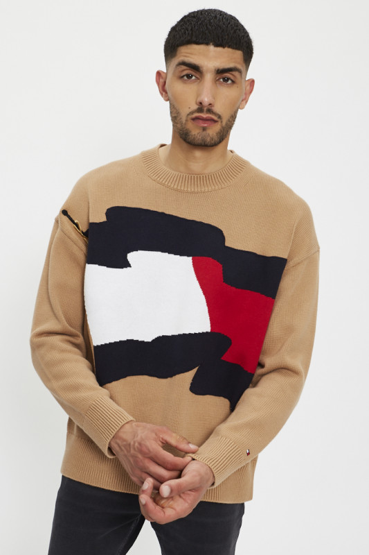 Pull manches longues camel pour homme