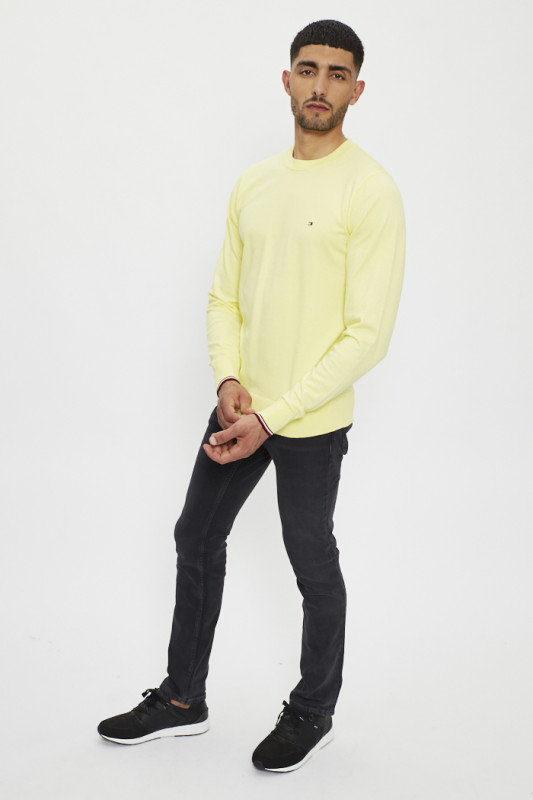 Pull col rond jaune tommy hilfiger
