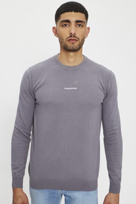 Pull col rond gris Calvin klein