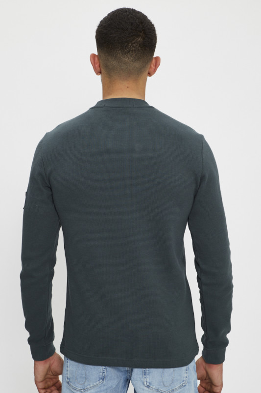 Pull gaufré pour homme vert