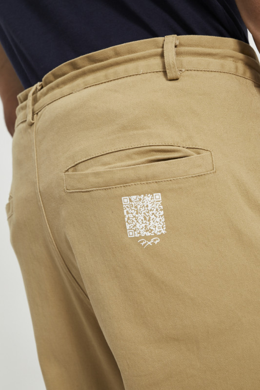 Pantalon coupe cargo slim beige
