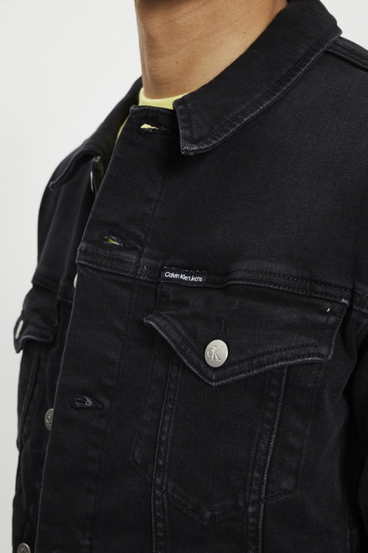 Veste en jean délavé noire pour homme