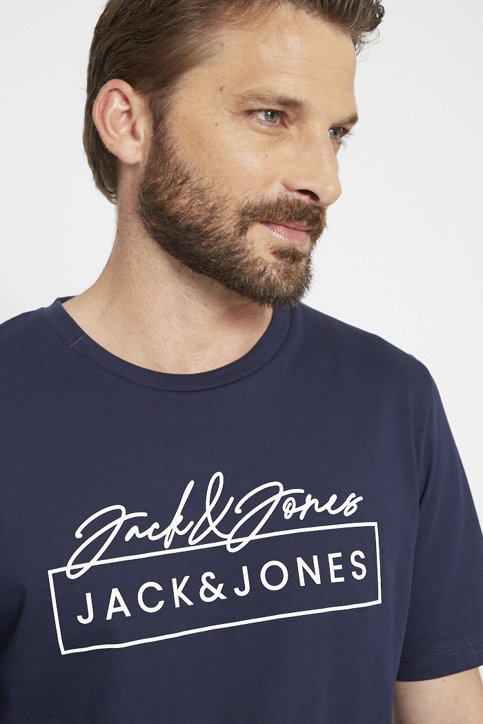 T shirt bleu marine Jack Jones Destock Jeans