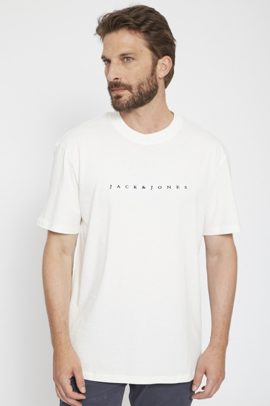 T-shirt blanc brodé 100% coton Jack & Jones