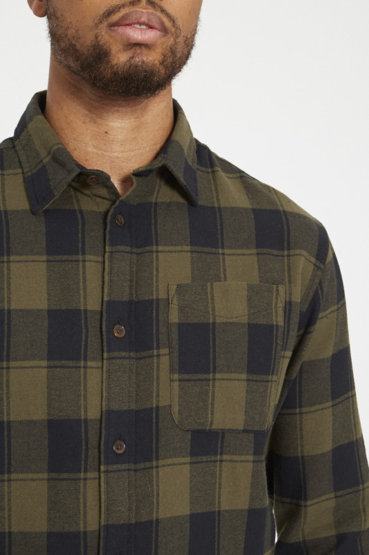 Chemise pour homme à carreaux kaki