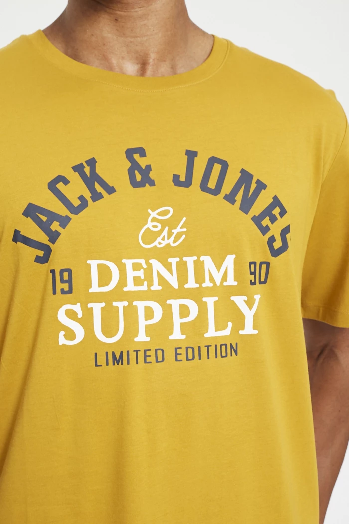 jwhlogo tee ss o-neck 2 col aw22 harvest gold Jack & Jones