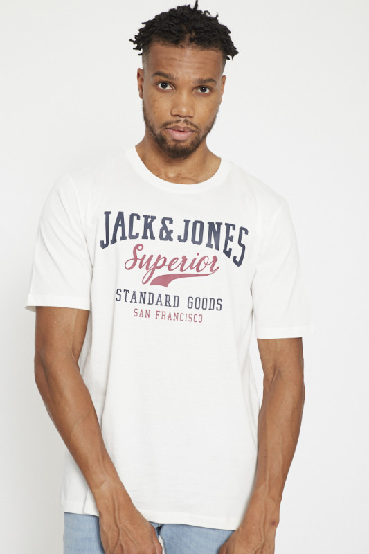 T-shirt blanc floqué pour homme