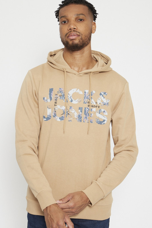 Sweat beige à capuche