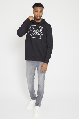 Sweat noir à capuche