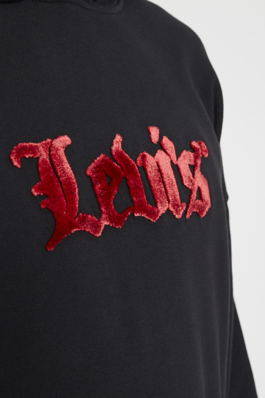 Sweat noir avec imprimé rouge