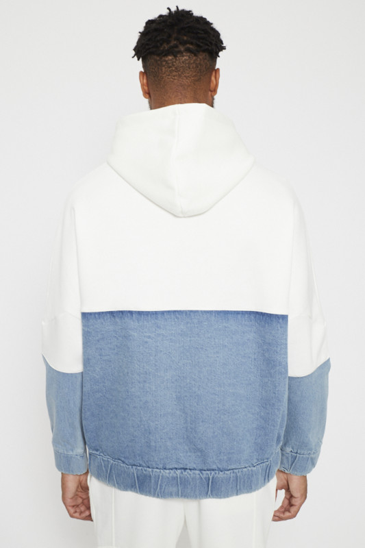 Sweat à capuche bi-matière pour homme