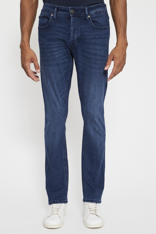 jeans blue denim jack & jones en coton mélangé