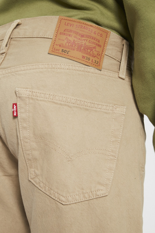 jeans en coton mélangé couleur beige coupe droite