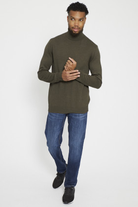 Pull col roulé kaki