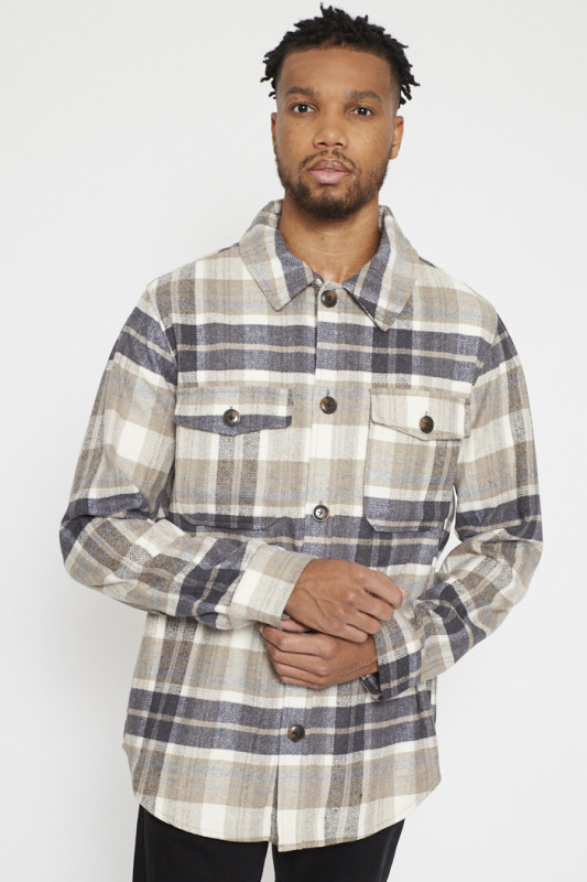 surchemise à carreaux Jack & Jones grise et beige