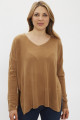 Pull basique col V camel