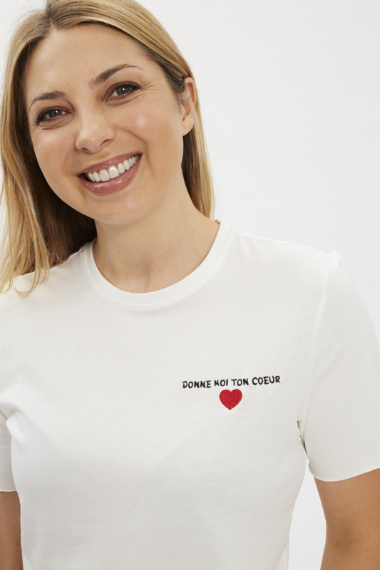 T-shirt blanc brodé