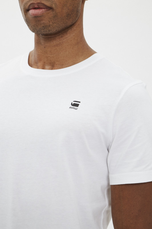 T-shirt blanc pour homme en coton manches courtes