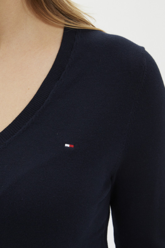 Pull tommy hilfiger avec logo brodé