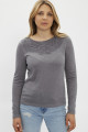 Pull gris col dentelle