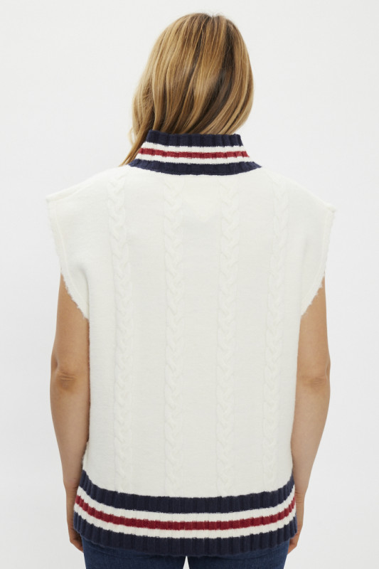 pull à larges bords tricolores Tommy jeans pour femme