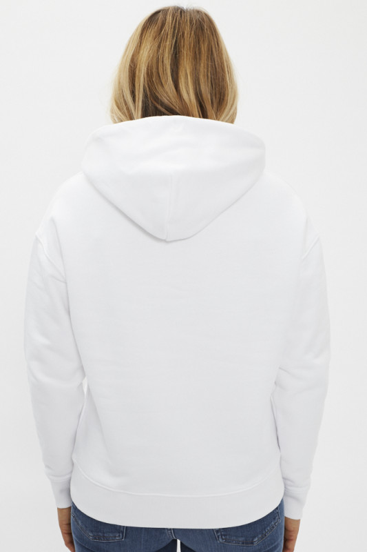 sweat femme blanc poche kangourou Tommy Jeans