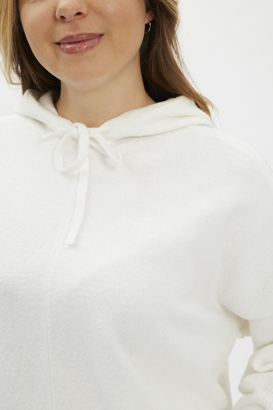 sweat blanc pour femme avec bandes latérales sur les manches. Tommy Hilfigier
