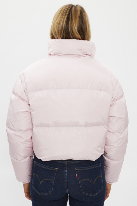 Doudoune courte rose manches amovibles