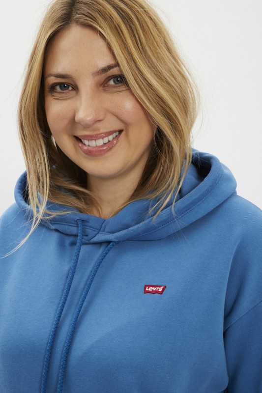 sweat bleu à capuche avec poches kangourou levi's couleur bleue