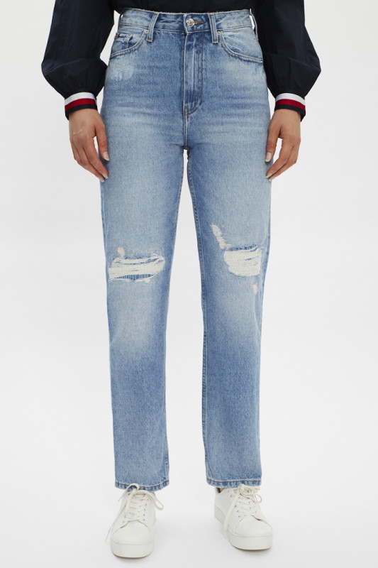 jeans classis straight bleu délavé pour femme Tommy Hilfiger