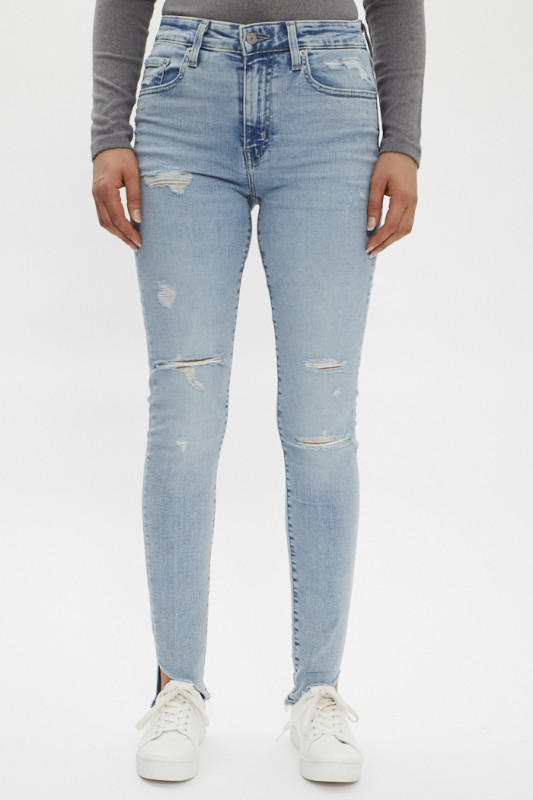 jeans effet usé taille haute skinny pour femme levi's