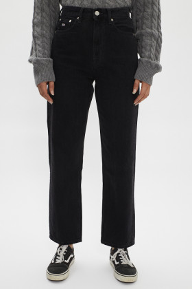 jeans noir coupe droite pour femme tommy hilfiger