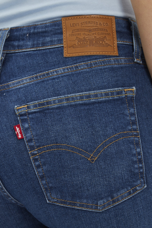 jeans 725 bleu denim en coton mélangé levi's taille haute pour femme