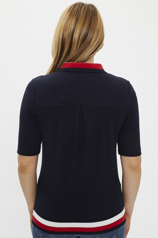 polo tommy hilfiger bleu marine manches mi-longues