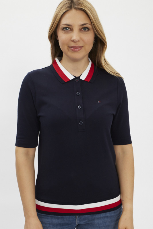 polo femme tommy hilfiger manches mi-longues