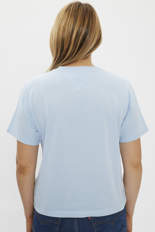 t-shirt pour femme en coton bleu ciel tommy jeans