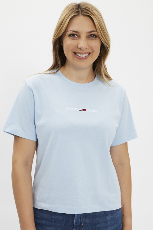 t-shirt en coton pour femme tommy hilfiger bleu ciel
