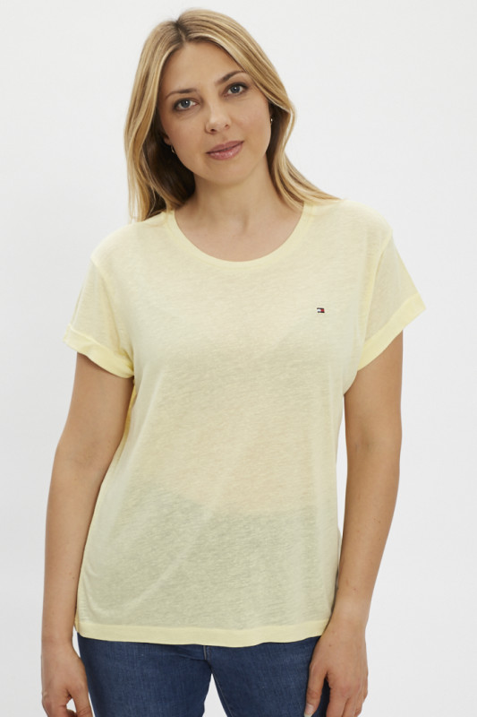 t-shirt en lin mélangé pour femme tommy hilfiger